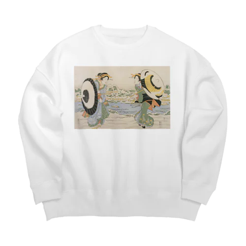 UKIYOE渓斎英泉隅田川畔雪中二美人 Big Crew Neck Sweatshirt