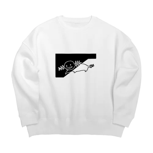 ウーパールーパー（モノクロ） Big Crew Neck Sweatshirt