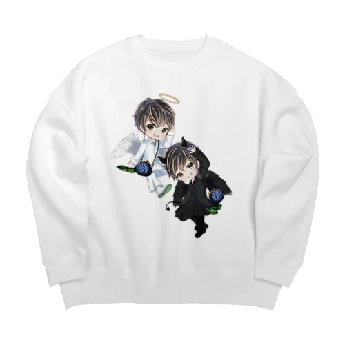 天使てるにゃんと悪魔てるにゃん Big Crew Neck Sweatshirt