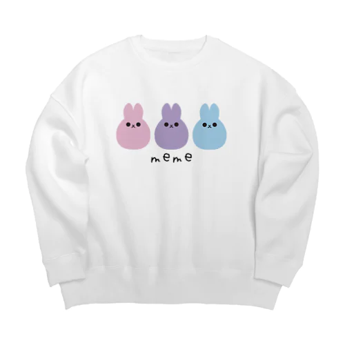 memeが3匹（夢カワパステル） Big Crew Neck Sweatshirt