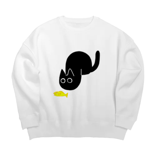 魚が気になるねこ Big Crew Neck Sweatshirt