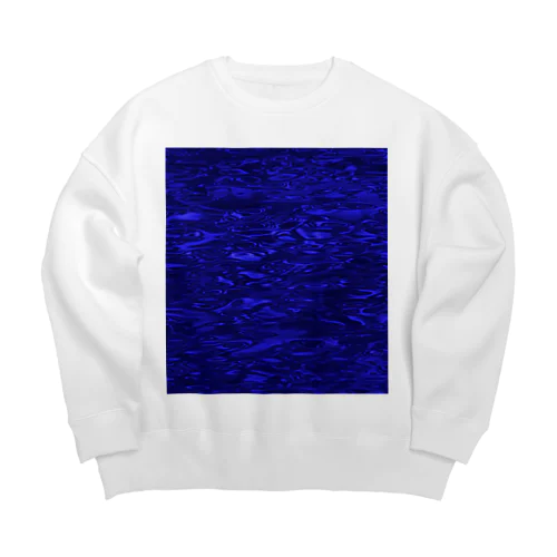 water surface 009 navy blue Big Crew Neck Sweatshirt