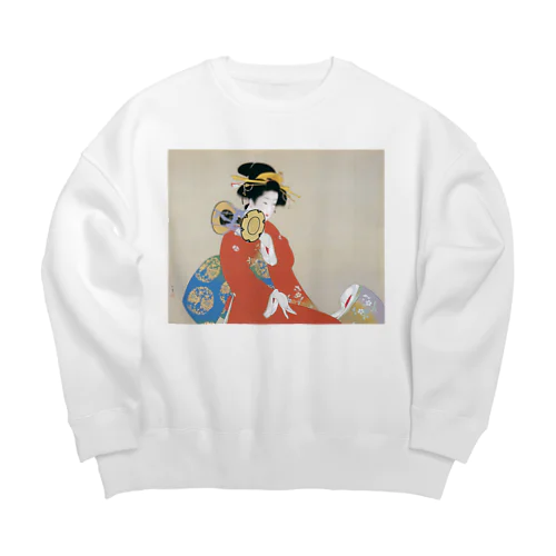 Ukiyoe  浮世絵　上村松園・鼓の音 Big Crew Neck Sweatshirt