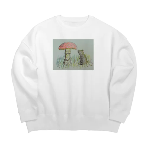 きのこがきになるねずみさん Big Crew Neck Sweatshirt