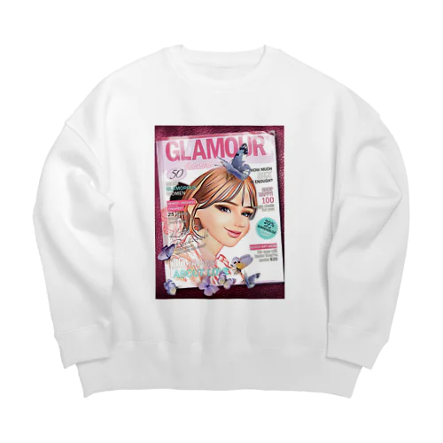 可愛い女の子＊ガール＊蝶 Big Crew Neck Sweatshirt