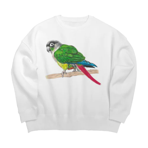 [森図鑑] ウロコインコC 横向き Big Crew Neck Sweatshirt