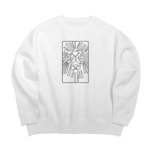 ライオンの線画マーク Big Crew Neck Sweatshirt