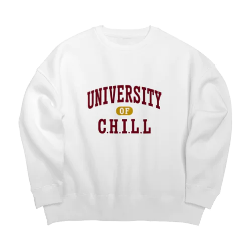 チル大学 エンジ文字 Big Crew Neck Sweatshirt