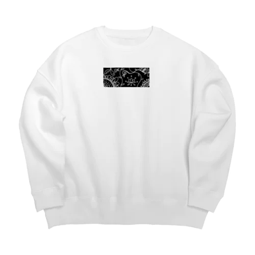 アジアン風モノクロ Big Crew Neck Sweatshirt