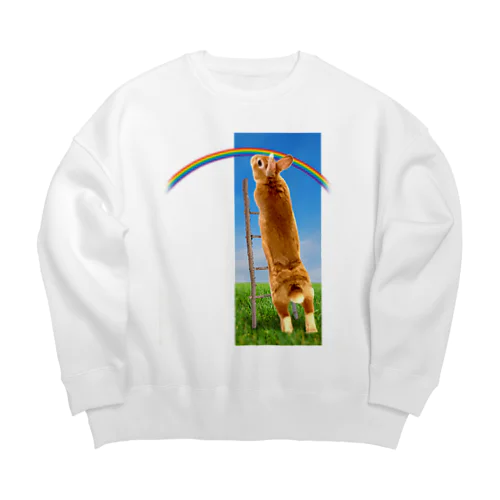 虹とうさぎ-うさぎのうみ Big Crew Neck Sweatshirt