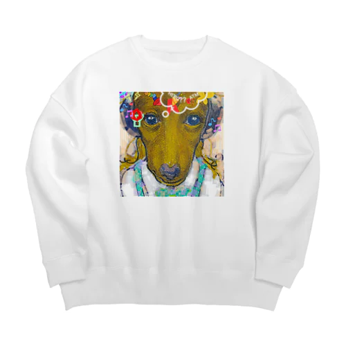 Mary's  tweets  『ヤッター、散歩?チワワのあの子に会えるかな‼️』 Big Crew Neck Sweatshirt