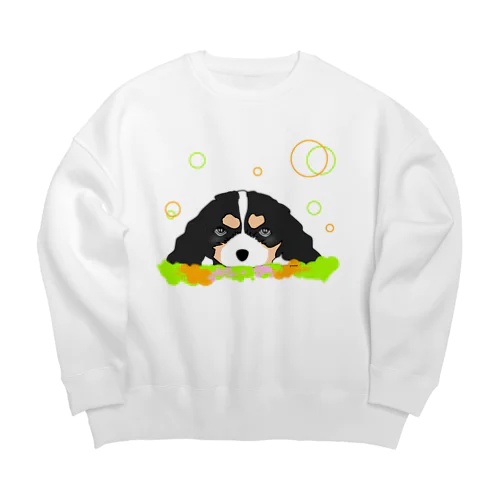 キャバリアトライカラー癒し犬 Big Crew Neck Sweatshirt