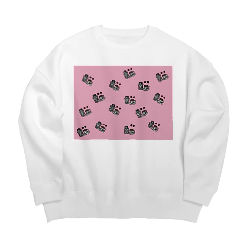 珈琲好きカフェ　ピンク Big Crew Neck Sweatshirt