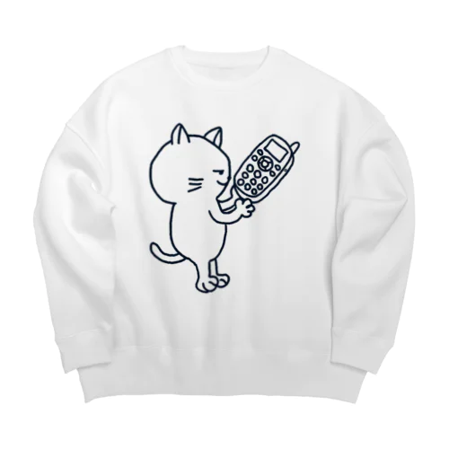 ガラケー猫 Big Crew Neck Sweatshirt