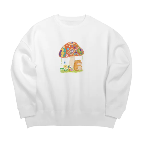 ハムちゃんの雨やどり Big Crew Neck Sweatshirt