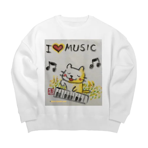 ピアノねこちゃん piano kitty Big Crew Neck Sweatshirt