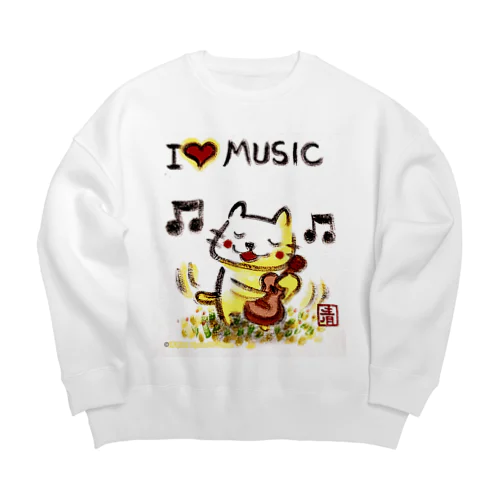 ウクレレねこちゃん （ギターねこちゃん）ukulele kitty guitar kitty Big Crew Neck Sweatshirt