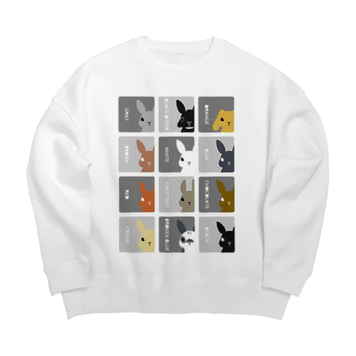 うさぎの毛色図鑑シックグレー Big Crew Neck Sweatshirt