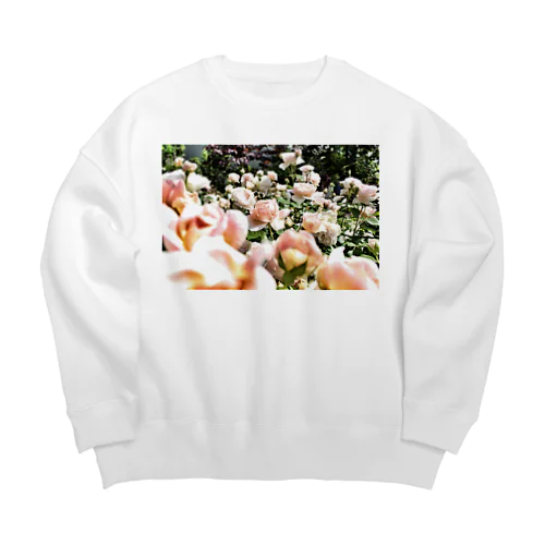 ヴィンテージピンクの薔薇 Big Crew Neck Sweatshirt