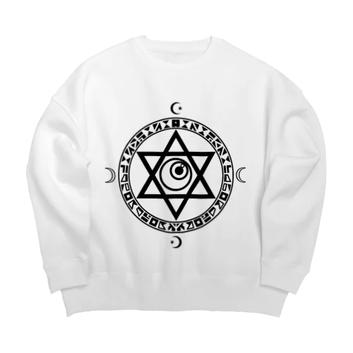 魔法陣×六芒星×目玉 BLACK Big Crew Neck Sweatshirt