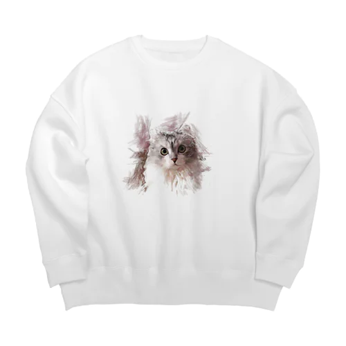 猫　デッサン風イラスト Big Crew Neck Sweatshirt