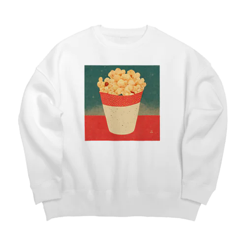 レトロなポップコーンイラスト Big Crew Neck Sweatshirt