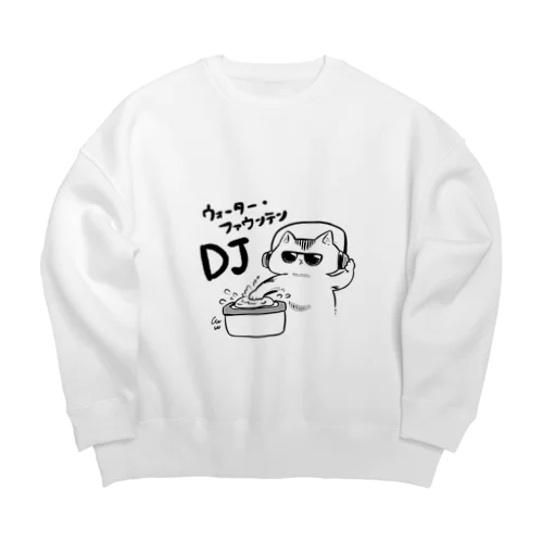 ウォーターファウンテンDJ猫 Big Crew Neck Sweatshirt