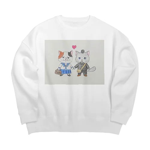 ずっと一緒　猫編 Big Crew Neck Sweatshirt