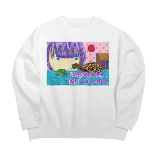 亀と少女の日常 Big Crew Neck Sweatshirt