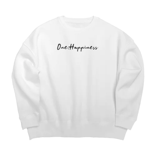 One:Happiness　ロゴデザイン Big Crew Neck Sweatshirt
