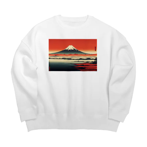 AI red mt.fuji Big Crew Neck Sweatshirt