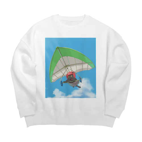 ハンググライダーねこ_まめこ&ふーこ Big Crew Neck Sweatshirt