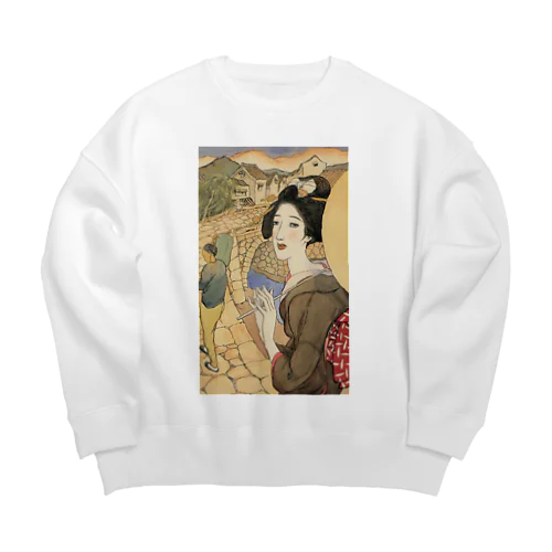 竹久夢二_長崎十二景 眼鏡橋 Big Crew Neck Sweatshirt