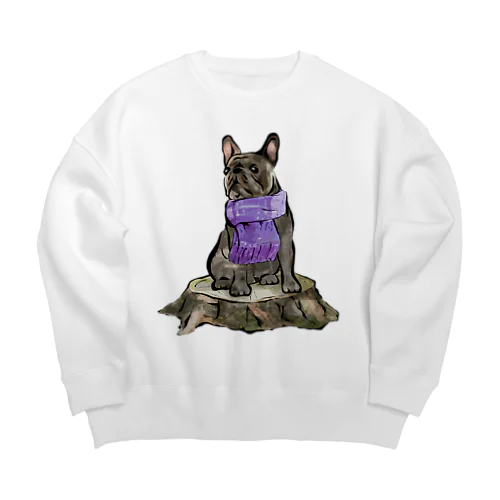 マフラー犬　フレンチブルドッグ　ブリンドル Big Crew Neck Sweatshirt