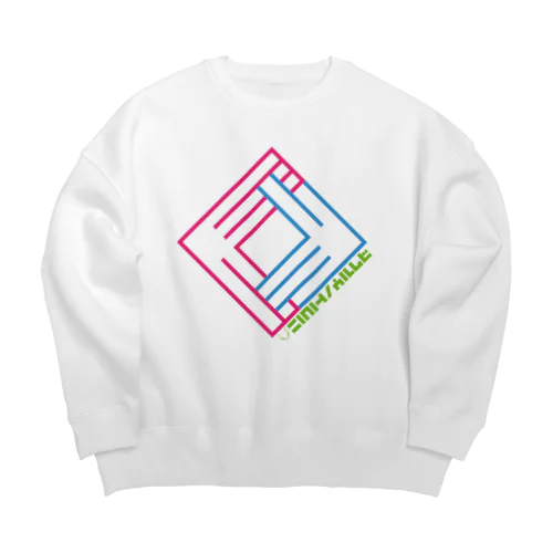 狐の窓 (ライン：ピンク×水) Big Crew Neck Sweatshirt