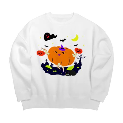 かぼちゃの提灯をもつかぼちゃ Big Crew Neck Sweatshirt