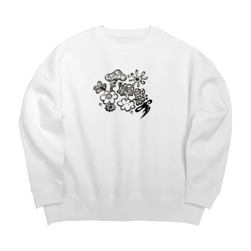 宇宙キノコ＆フラワー Big Crew Neck Sweatshirt