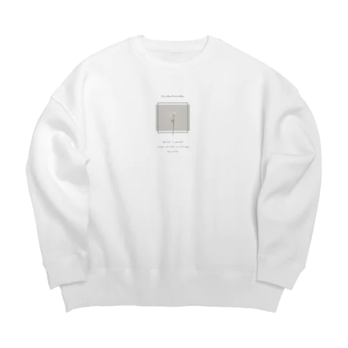 white grayish peach tea × white flower Big Crew Neck Sweatshirt