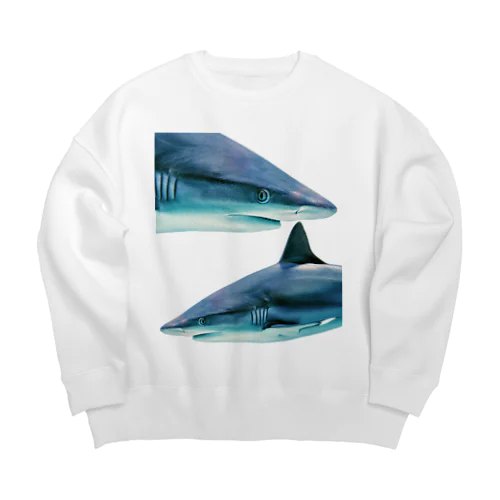 Two Serious Sharks  2 つの深刻なサメ ビッグシルエットスウェット