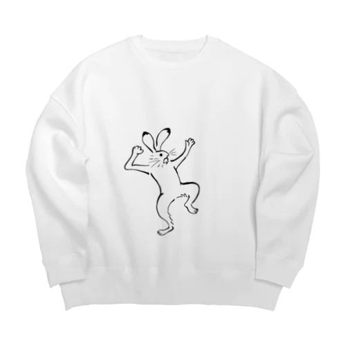 驚いてる兎 Big Crew Neck Sweatshirt