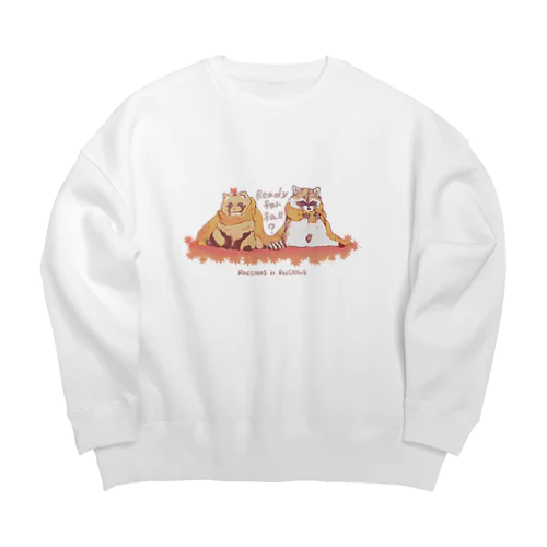 タヌキとアライグマの秋支度 Big Crew Neck Sweatshirt