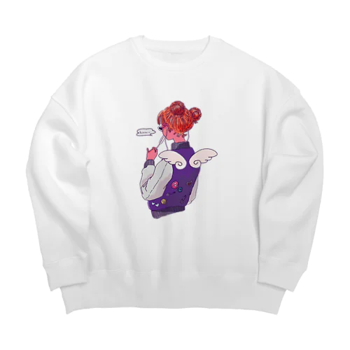 Cute girl Big Crew Neck Sweatshirt