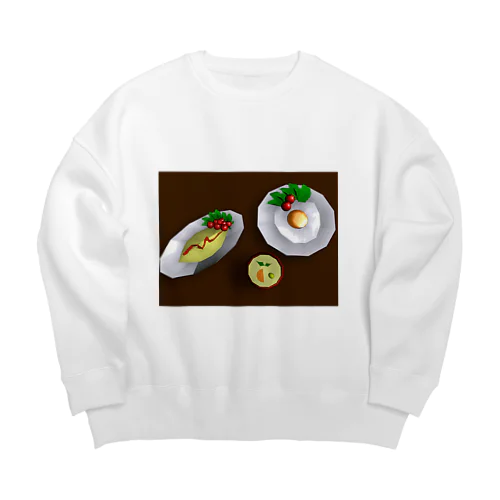 ローポリたまご料理🍳 Big Crew Neck Sweatshirt