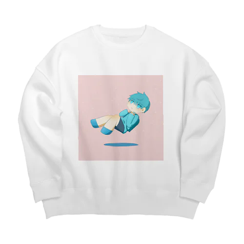 ふわふわ男の子・ぴんく Big Crew Neck Sweatshirt