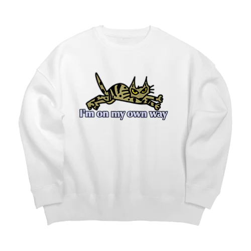 猫 I'm on my own way Big Crew Neck Sweatshirt