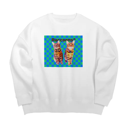 テトノア「僕達たぬき？」市松模様 Big Crew Neck Sweatshirt