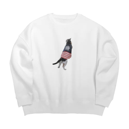 もっちり三毛猫ちゃん Big Crew Neck Sweatshirt