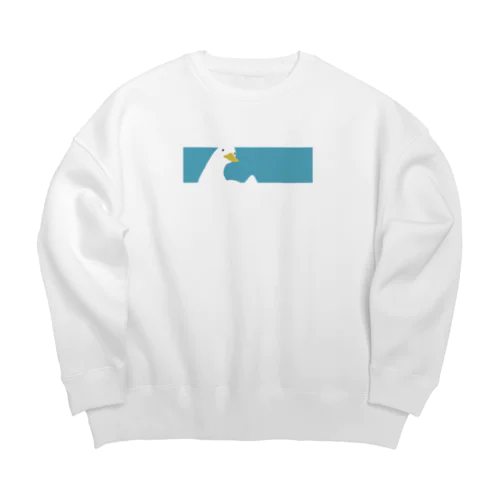 はみ出るアヒル「四角いまど」 Big Crew Neck Sweatshirt