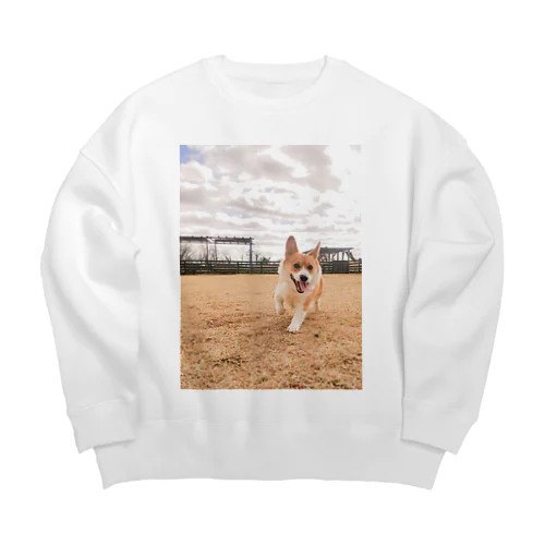 脚長コーギーむぎくん Big Crew Neck Sweatshirt