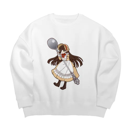 ティースプーンを持った小さな女の子2 Big Crew Neck Sweatshirt